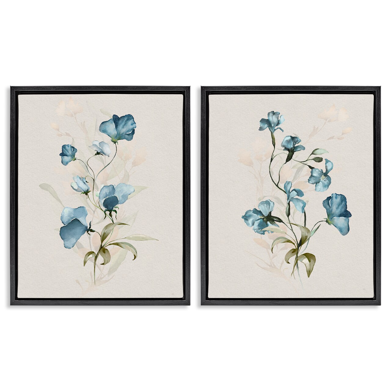 Stupell Industries Blue Botanical Herbs 2pc Floating Frame Set Design by Susan Jill
